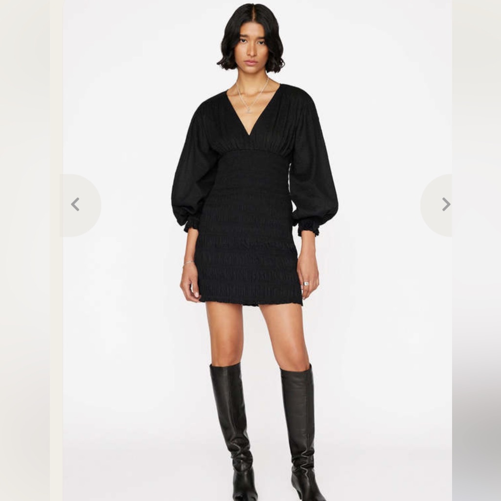 Frame V Neck Smocked Dress